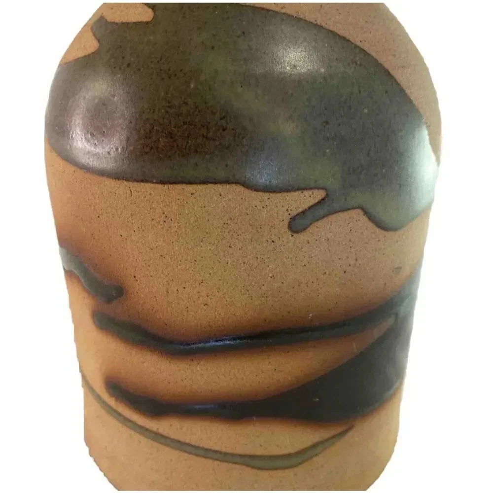 Vtg Alfadom Stoneware Vase Drip Glaze Signed Dominican Studio Pottery Earth Tone